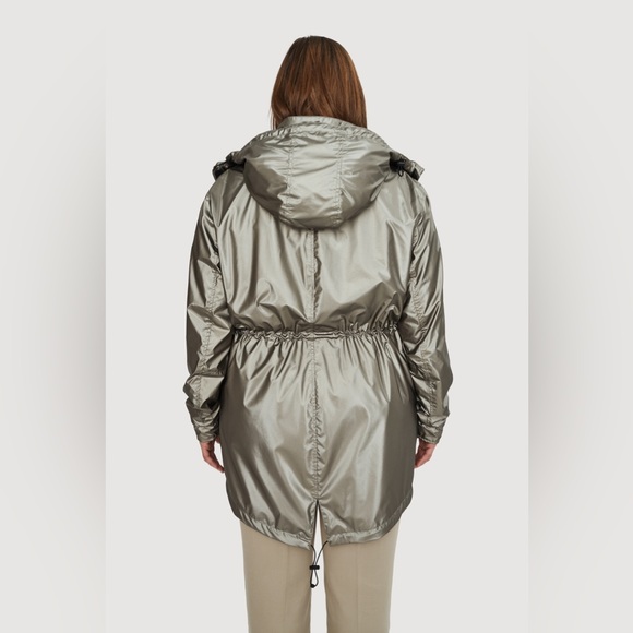 Noize 1X Lyra Plus Mid Length Raincoat XL Gunmetal Metallic Silver Coral Lining - Picture 4 of 12